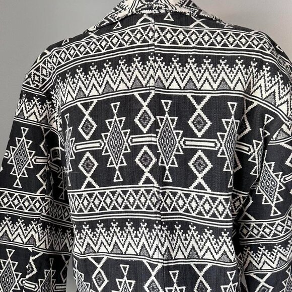 Vintage 100% Cotton Y2K Boho black and white Aztec Jacket - Picture 4 of 7